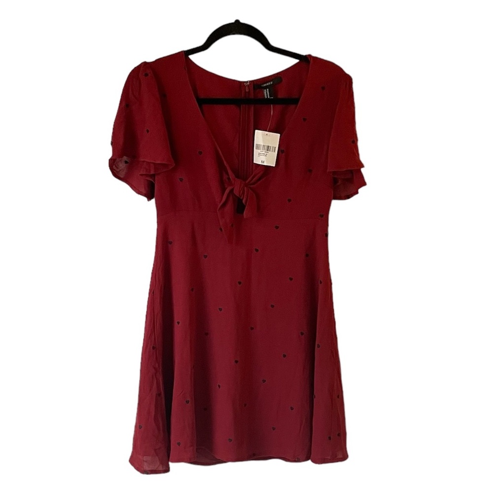 NWT Forever 21 burgundy red skater style mini dress size medium